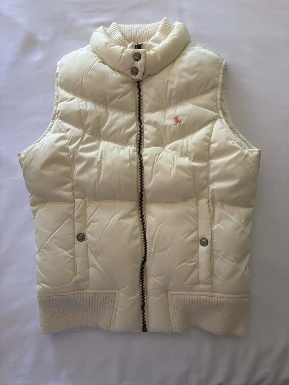 Old Navy Cream Quilted Puffer Vest